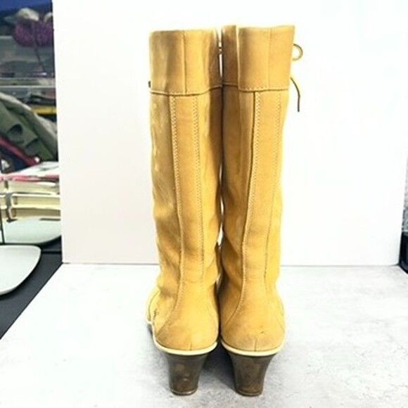 Timberland Knee High Lace-Up Yellow Genuine Leather Boots Womens Size 9M - Picture 5 of 13